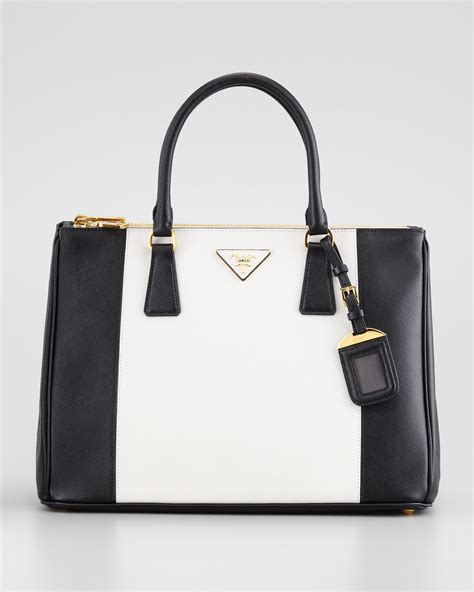 prada black and white handbag|prada black saffiano bag.